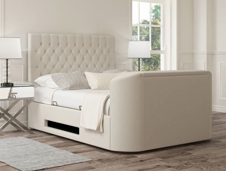 Claridge Upholstered Arran Natural Ottoman TV Bed - Bed Frame Only