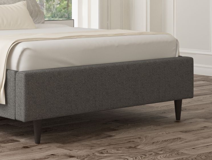 Esther Upholstered Arran Pebble Compact Double Bed Frame With Black Feet Only