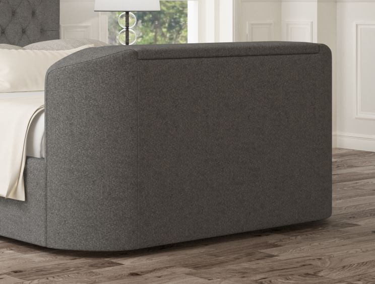 Claridge Upholstered Arran Pebble Ottoman TV Bed - King Size Bed Frame Only