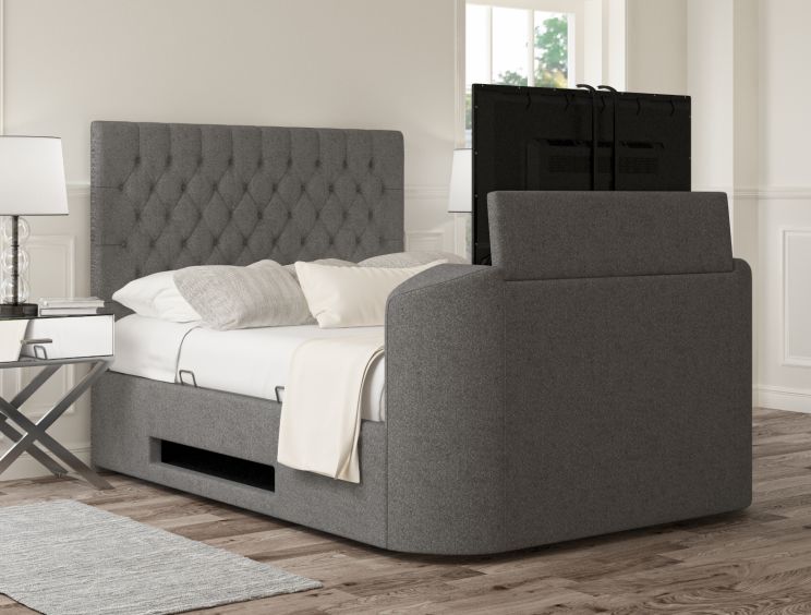 Claridge Upholstered Arran Pebble Ottoman TV Bed -Super King Size Bed Frame Only