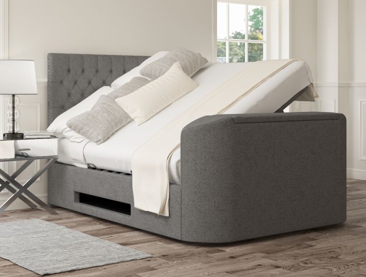 Claridge Upholstered Arran Pebble Ottoman TV Bed - Bed Frame Only