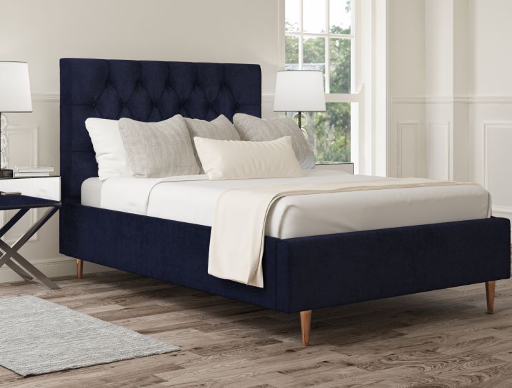 Esther Upholstered Hugo Royal Compact Double Bed Frame With Gold Feet Only