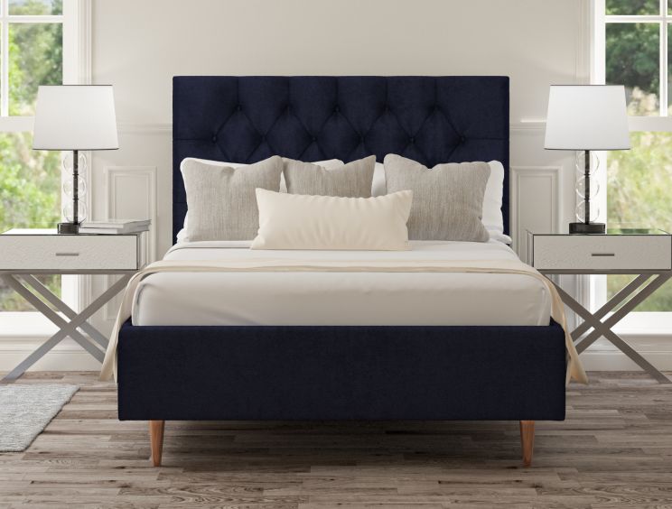 Esther Upholstered Hugo Royal Compact Double Bed Frame With Gold Feet Only