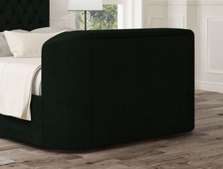 Claridge Upholstered Hugo Bottle Green Ottoman TV Bed -Super King Size Bed Frame Only