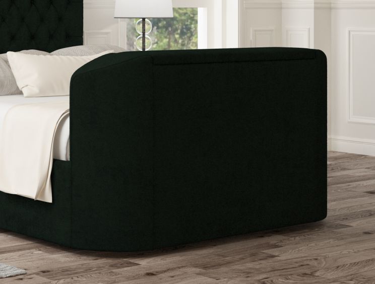 Claridge Upholstered Hugo Bottle Green Ottoman TV Bed - Double Bed Frame Only