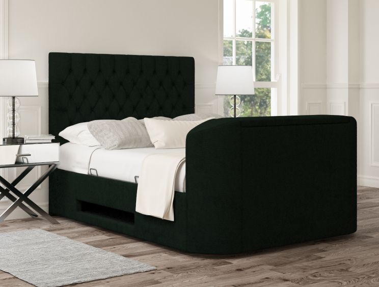 Claridge Upholstered Hugo Bottle Green Ottoman TV Bed - Double Bed Frame Only