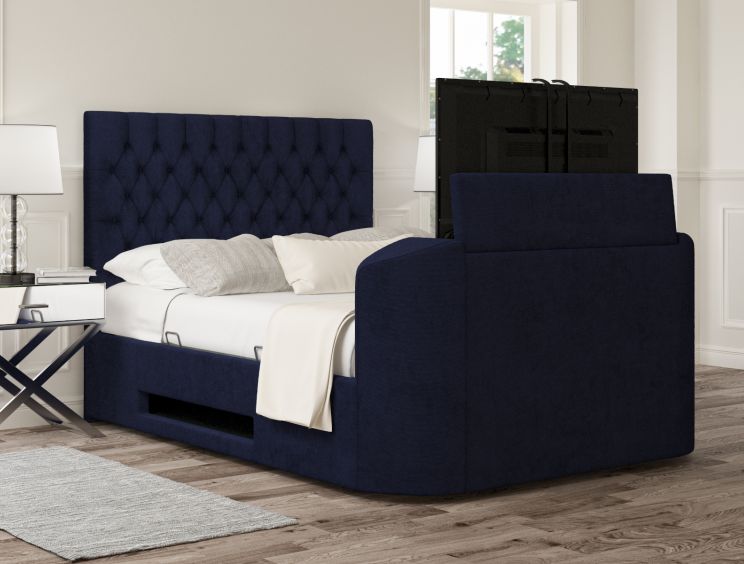 Claridge Upholstered Hugo Royal Ottoman TV Bed -Super King Size Bed Frame Only