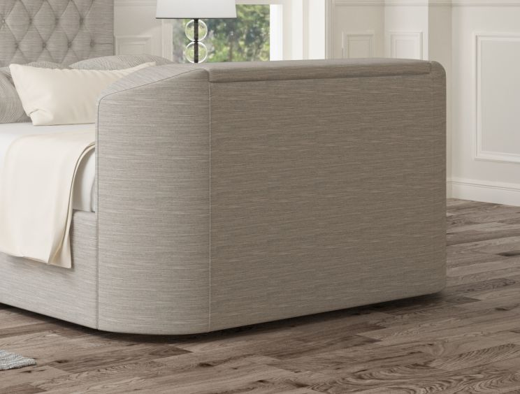 Claridge Upholstered Linea Fog Ottoman TV Bed -Super King Size Bed Frame Only
