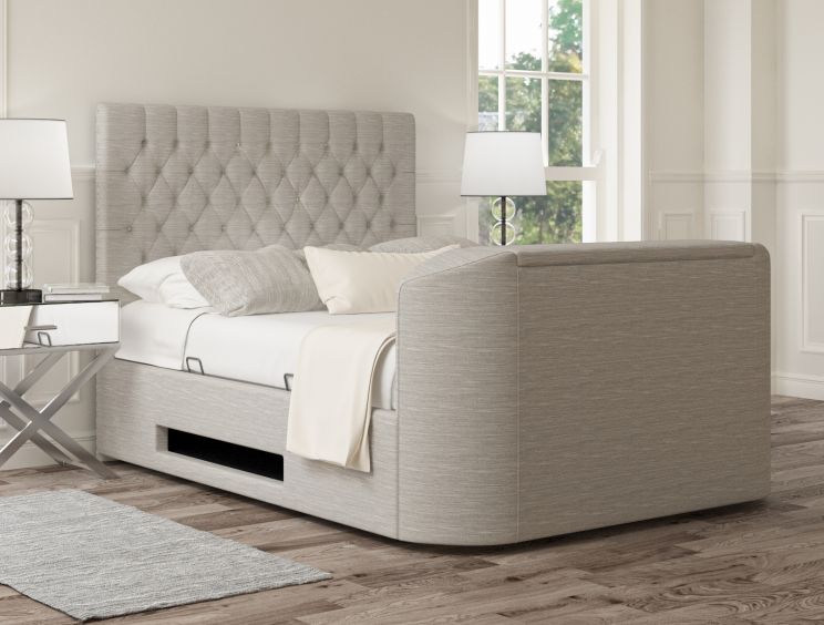 Claridge Upholstered Linea Fog Ottoman TV Bed Bed Frame Only