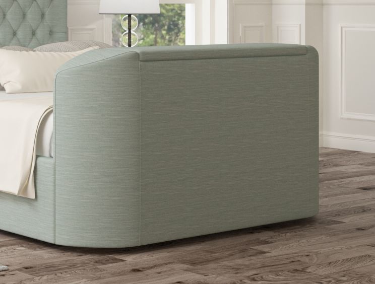 Claridge Upholstered Linea Seablue Ottoman TV Bed - Bed Frame Only