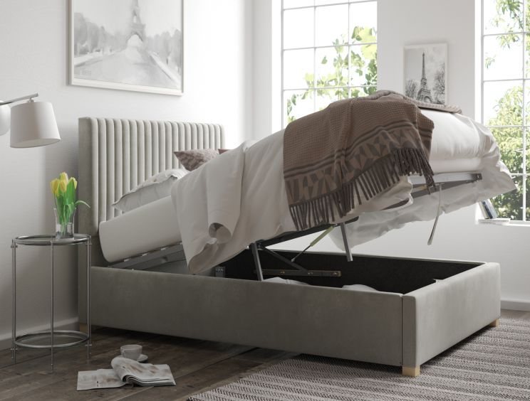 Levisham Ottoman Silver Kimiyo Linen Single Bed Frame Only
