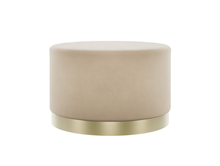 Portrush Cream Velvet Pouffe Upholstered Large Stool