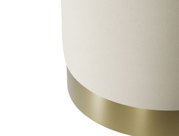 Portrush Cream Velvet Upholstered Pouffe Small Stool