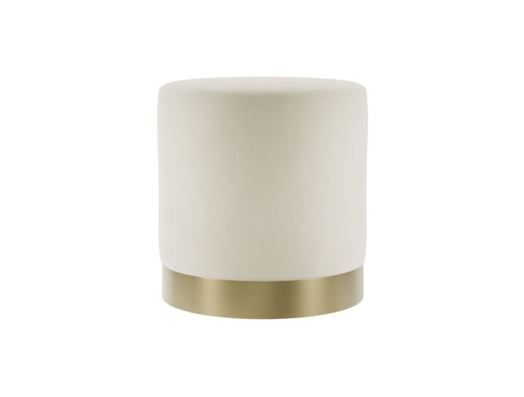 Portrush Cream Velvet Upholstered Pouffe Small Stool