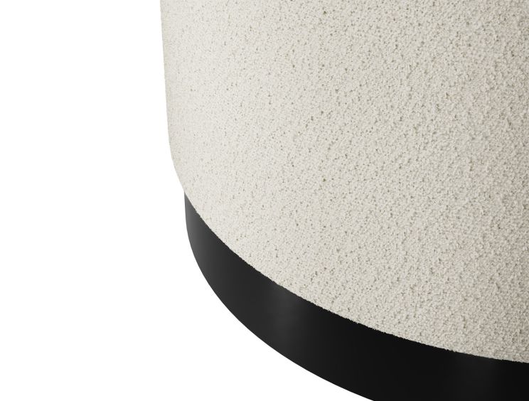 Portrush Ivory Boucle Pouffe Upholstered Large Stool
