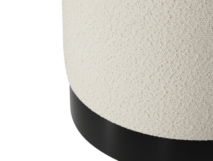 Portrush Ivory Boucle Upholstered Pouffe Small Stool