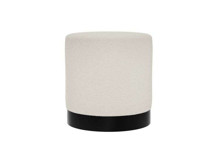 Portrush Ivory Boucle Upholstered Pouffe Small Stool