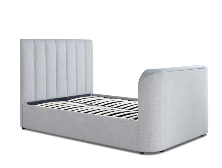 Lucille Upholstered TV Bed Mid Grey - Double Bed Frame Only