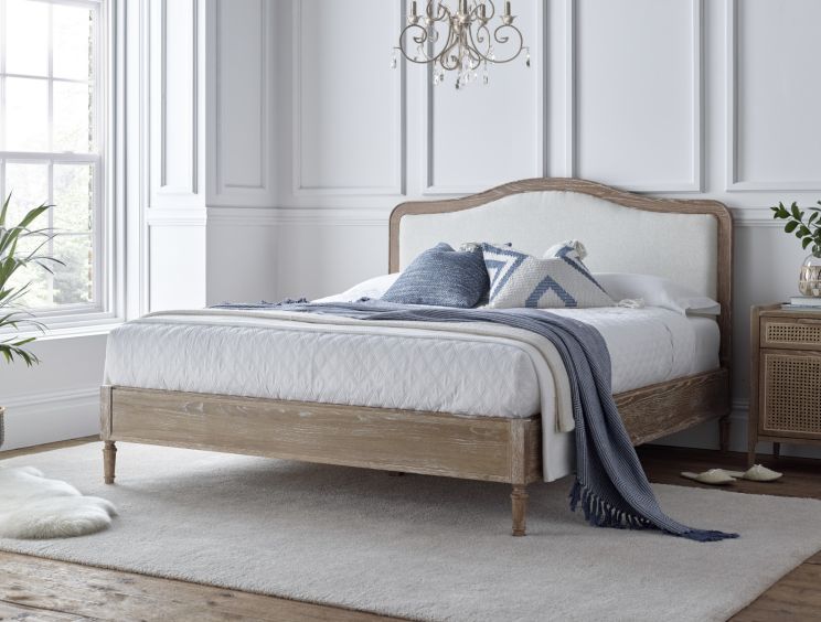 Lille Oak Upholstered Bed - Double Bed Frame Only