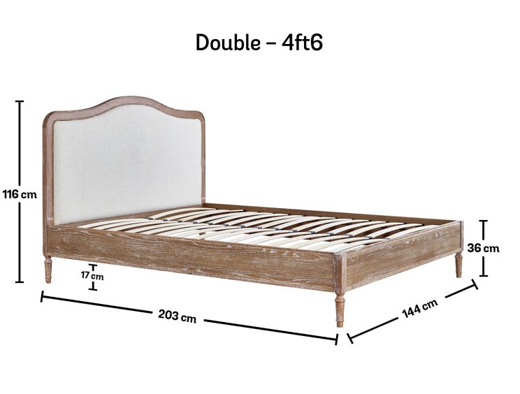 Lille Oak Upholstered Bed - Double Bed Frame Only