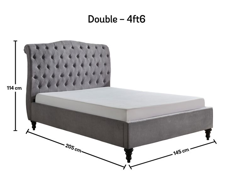 Lilly Upholstered Light Grey Double Bed Frame Only