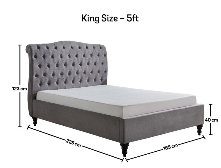 Lilly Upholstered Light Grey King Size Bed Frame Only