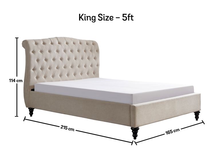 Lilly Upholstered Natural King Size Bed Frame Only