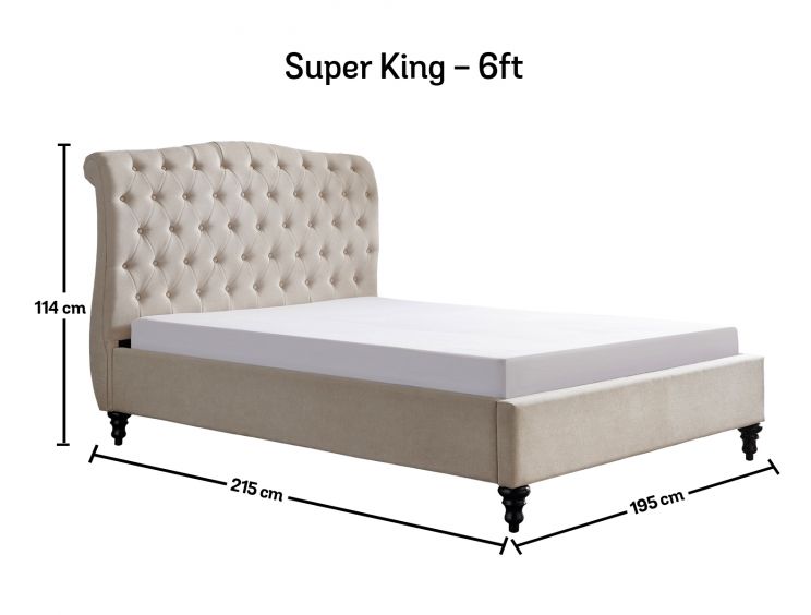 Lilly Upholstered Natural Super King Size Bed Frame Only