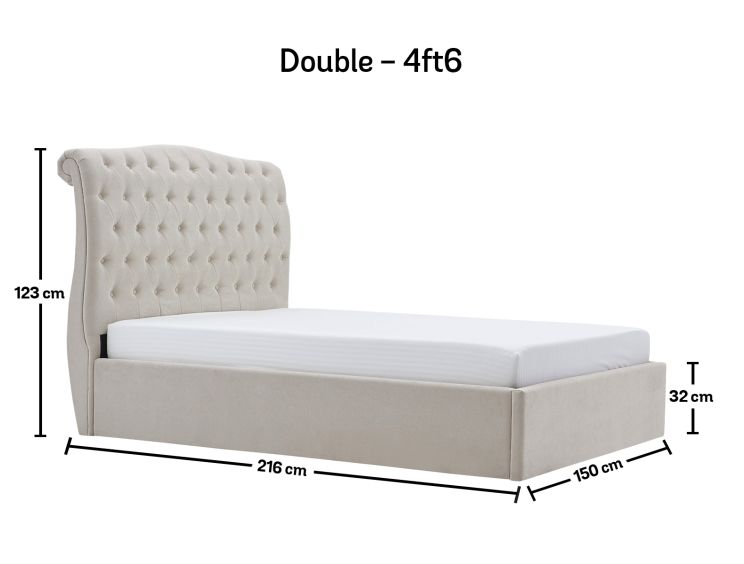 Lilly Upholstered Natural Ottoman Double Bed Frame Only