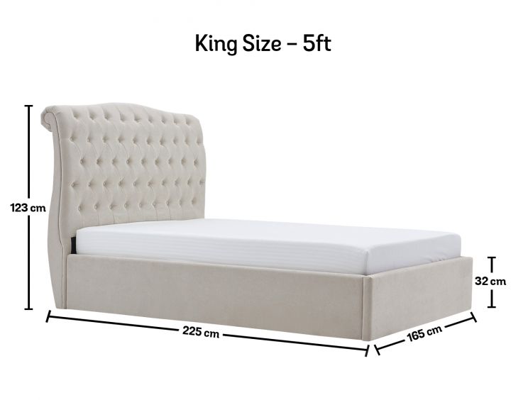 Lilly Upholstered Natural Ottoman King Size Bed Frame Only
