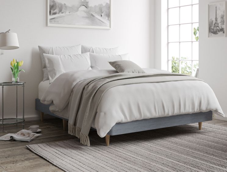 Classic Shallow Upholstered Linea Bluestone Double Base Only