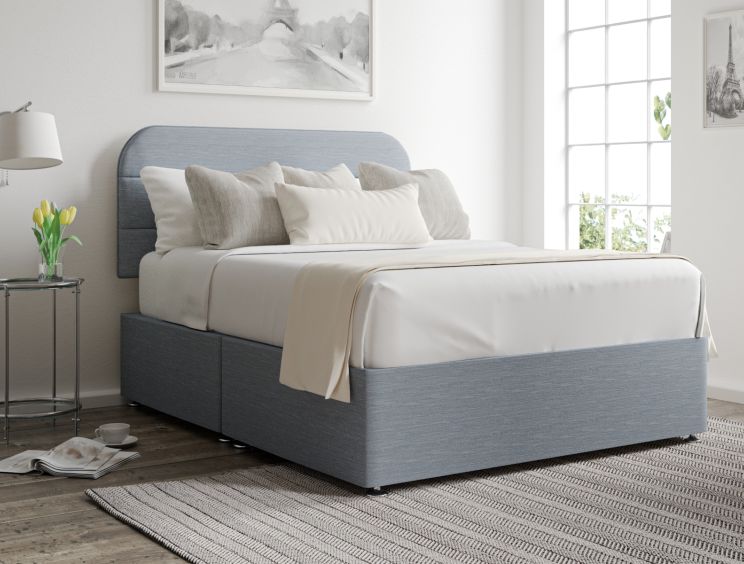 Makayla Classic Non Storage Linea Bluestone Double Base and Headboard Only