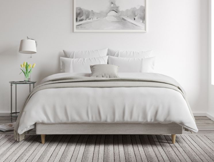 Classic Shallow Upholstered Linea Fog Super King Size Base Only