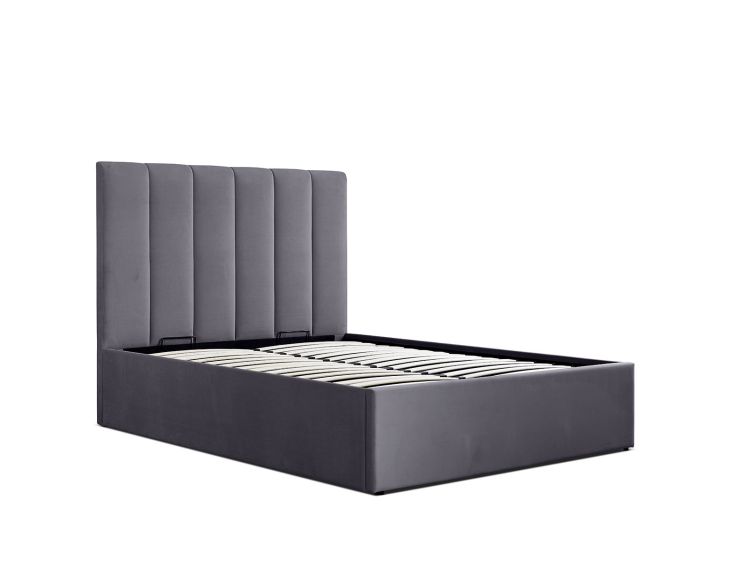 Linea Grey Upholstered Ottoman Double Bed Frame Only