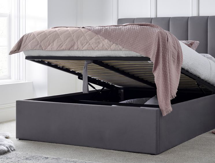 Linea Grey Upholstered Ottoman Double Bed Frame Only