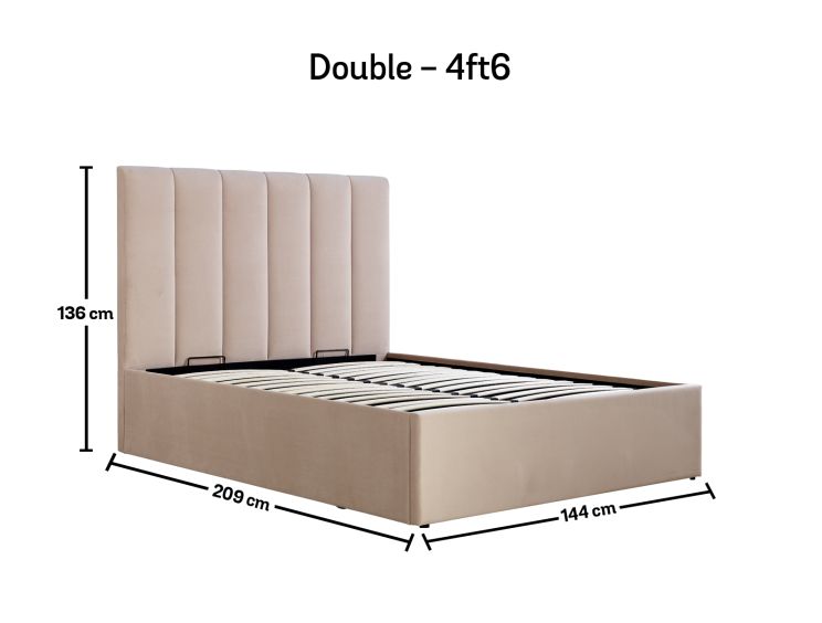 Linea Stone Upholstered Ottoman Double Bed Frame Only