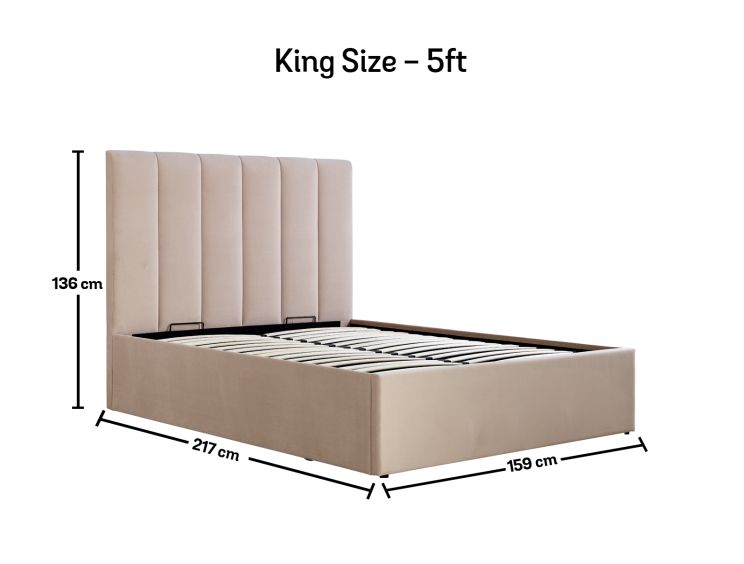 Linea Stone Upholstered Ottoman King Size Bed Frame Only