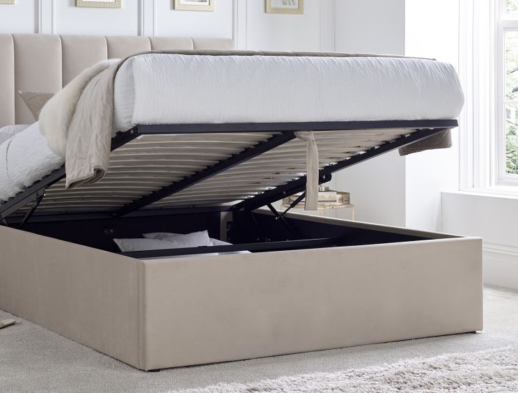 Linea Stone Upholstered Ottoman Double Bed Frame Only