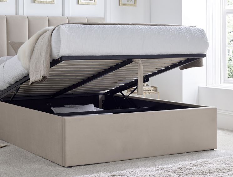 Linea Stone Upholstered Ottoman King Size Bed Frame Only