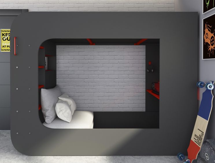 Loftpod Solo Grey With Grey Futon Gaming Bed Frame