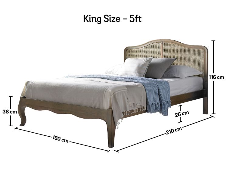 King size bed frame store size in cm