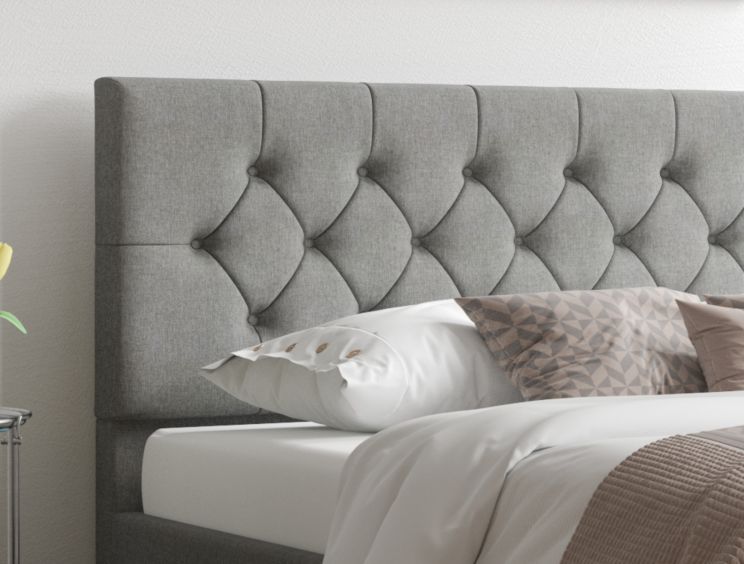 Rimini Ottoman Eire Linen Grey Super King Size Bed Frame Only