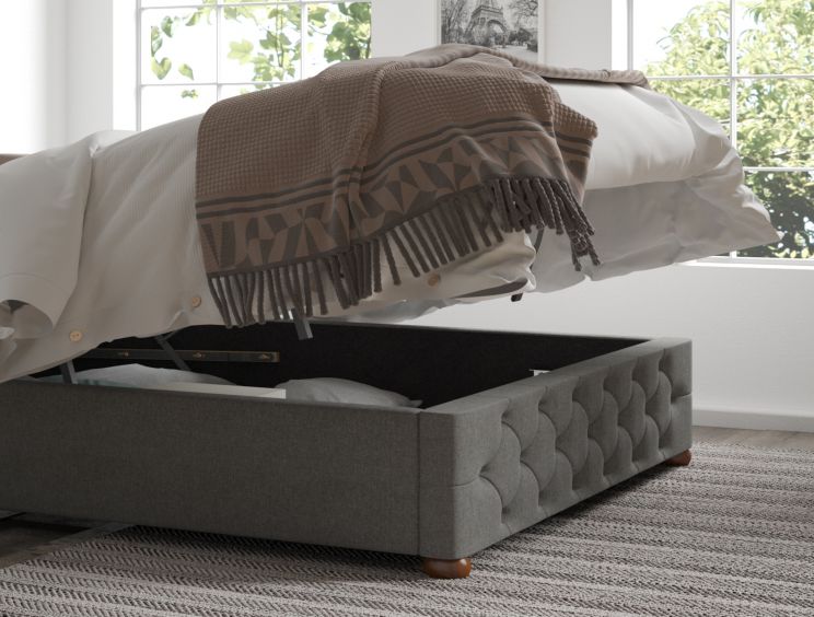 Rimini Ottoman Eire Linen Grey Compact Double Bed Frame Only
