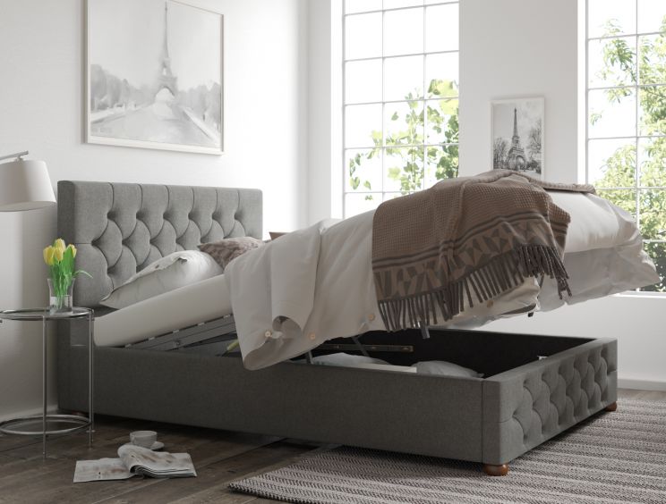 Rimini Ottoman Eire Linen Grey Bed Frame Only