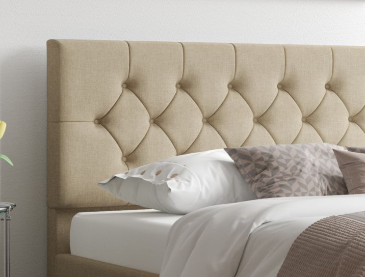Rimini Ottoman Eire Linen Natural Single Bed Frame Only