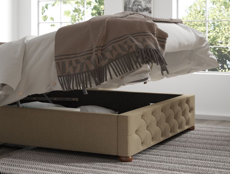 Rimini Ottoman Eire Linen Natural Bed Frame Only
