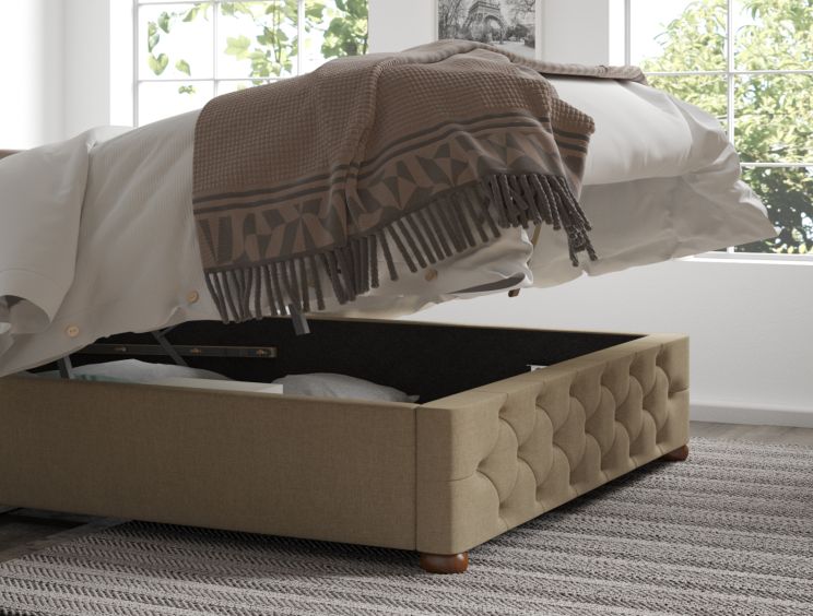 Rimini Ottoman Eire Linen Natural Single Bed Frame Only