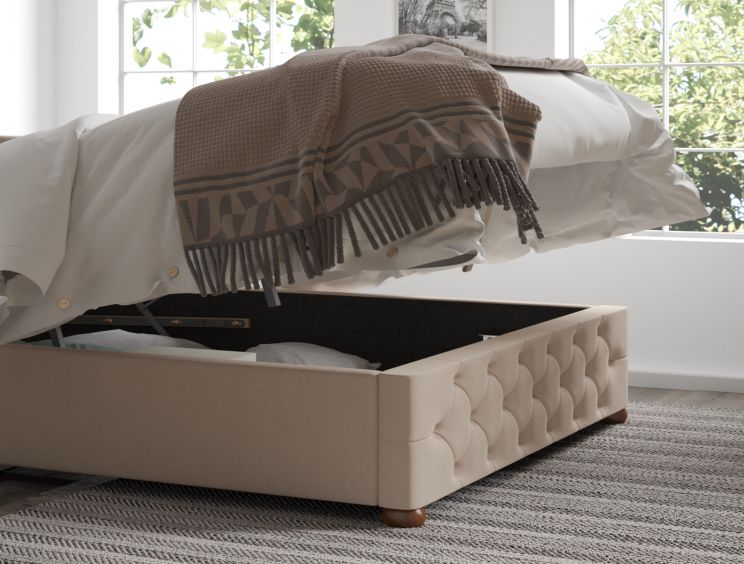 Rimini Ottoman Eire Linen Off White King Size Bed Frame Only