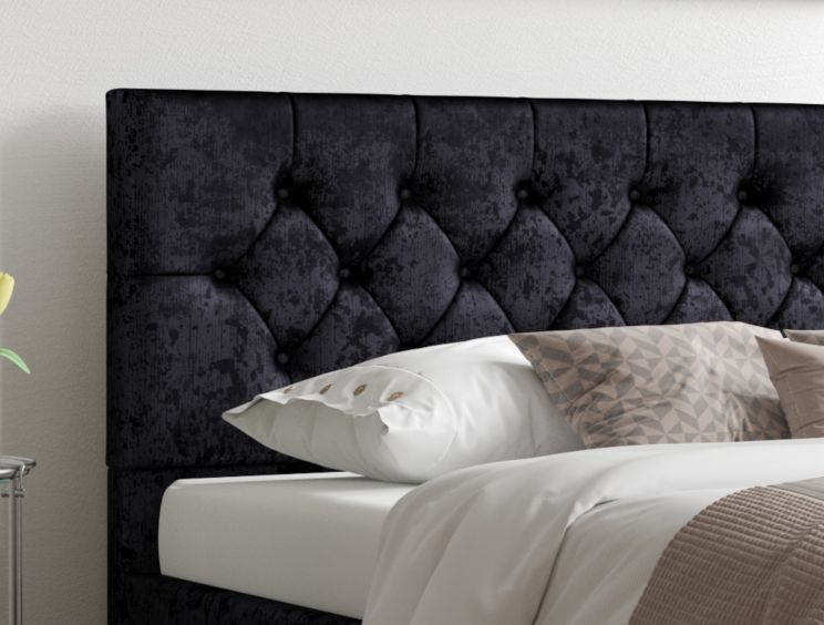 Rimini Ottoman Ebony Mirazzi Velvet Single Bed Frame Only