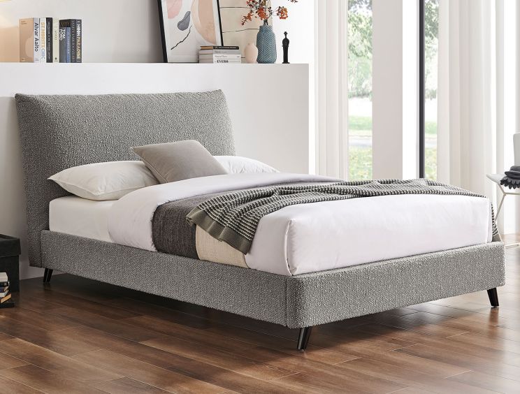 Tranquil Boucle Dove Grey Double Bed Frame